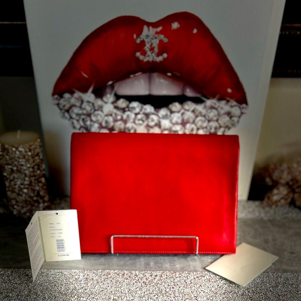 Celine Leather Clutch $2100 in NEW Condition Red